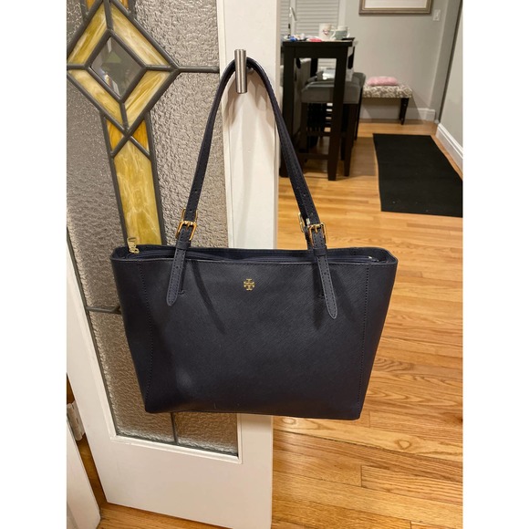 Tory Burch York Buckle Tote Bag navy gold hardware - Picture 3 of 10